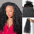 LUVME Invisible Clip in Hair Extensions Messy Curly Real Human Hair, Remy Hair Clip ins for Women, Natural Human Hair, 14 inch 110g 6Pcs, Natural Black