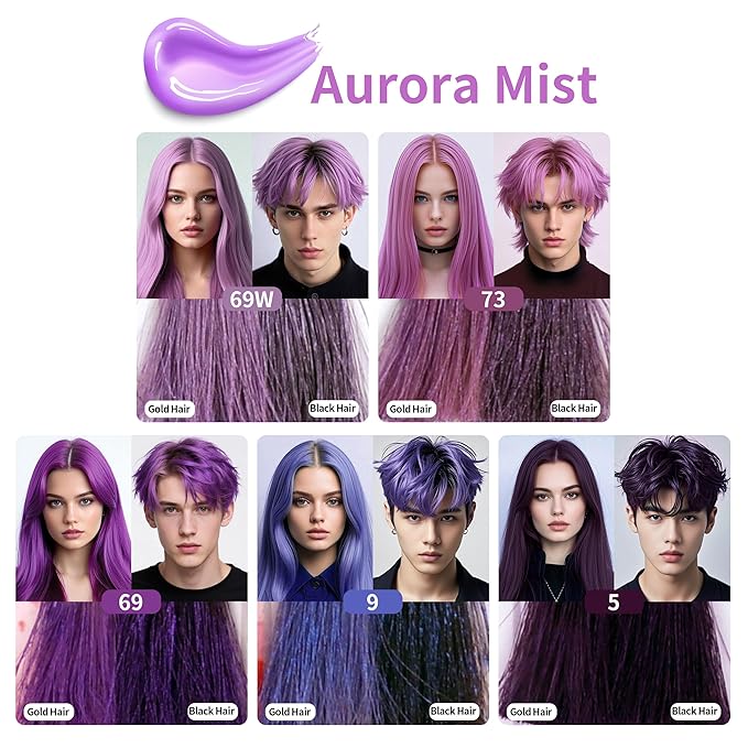 Temporary Hair Color Gel, Purple Hair Dye Color Gel Washable Natural Instant Hair Color Wax for DIY Hairstyle for Kids Men Women(Color #9)