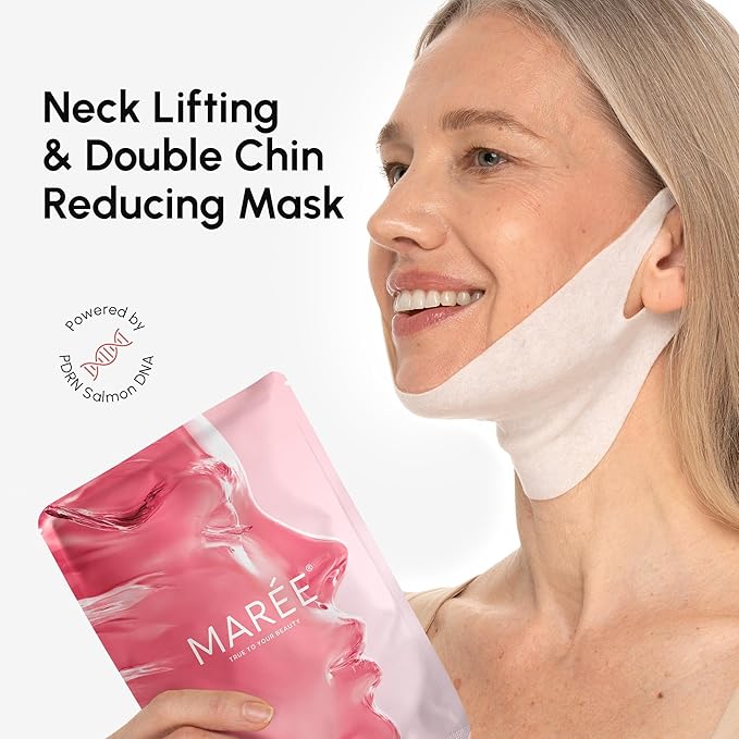 MAREE V Line Lifting Mask with PDRN Salmon DNA – Deep Collagen Face Mask for Women – Jawline Shaper Facial Masks with Retinol – Tightening & Firming Neck Lift Tape – Double Chin Strap for Face Lift