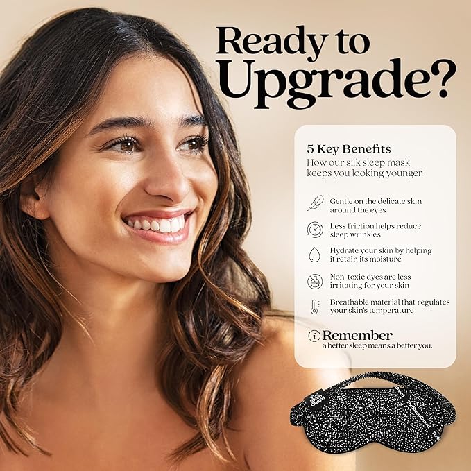 Pure Silk Sleep Mask [100% 6A Mulberry Silk, 22 Momme] Light Blocking Travel Essentials. Eye Masks for Sleeping. Black Oeko-Tex Blindfold. Eye Covers for Men & Women