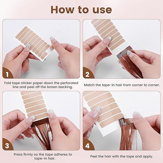 MIILYE Hair Extension Replacement Tape 100 Tabs with Remover, Double Sided, 6+ Weeks Hold Time, No Residue, Tape-ins-Extension Reinstallation