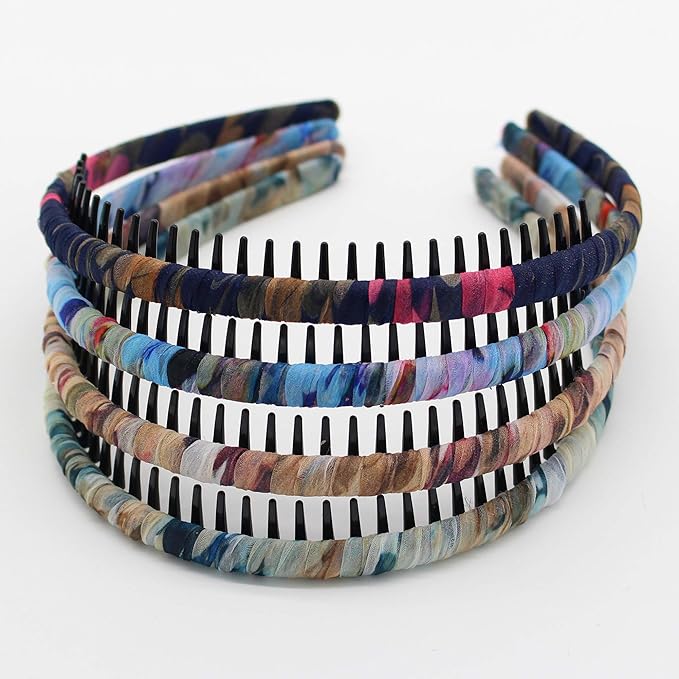 4-Pack Multi-colored Resin Teeth Hair Hoop Non-slip Comfortable Women's/Girls Fashion Headbands