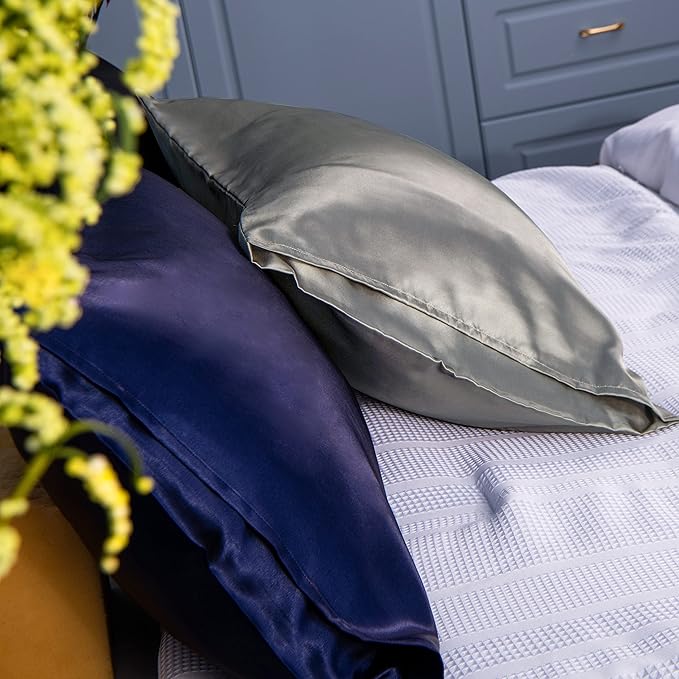 NTBAY 2 Pack Satin King Pillowcases for Hair and Skin, Luxurious and Silky Pillow Cases with Envelope Closure, 20x36 Inches, Grey