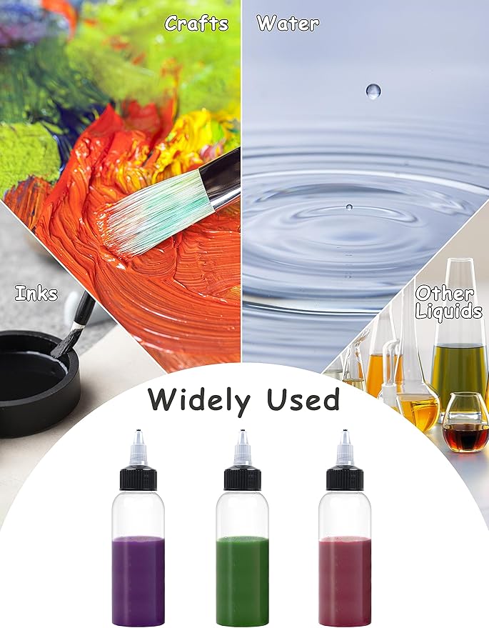 10 Pcs 2oz Plastic Squeeze Bottles with Twist Top Cap, 60ml Clear Dispensing Bottles, Empty Squirt Bottle for Liquids, Sauces, Arts, Crafts, Travel