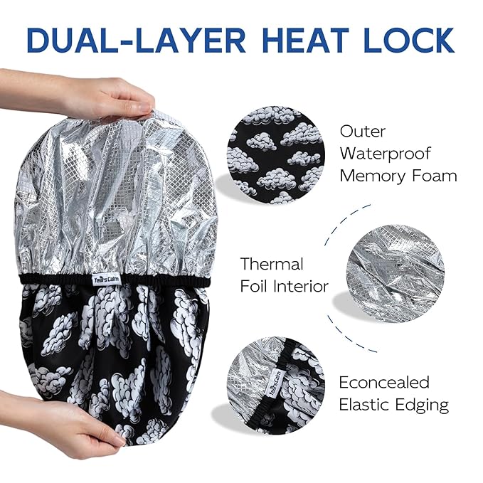 Years calm Shower Cap for Men, Waterproof & Heat-Retaining Hair Treatment Cap – Reusable Men’s Shower Cap with Foil Lining, Elastic Band, for Steam Care, Hair Mask & Oil Conditioning