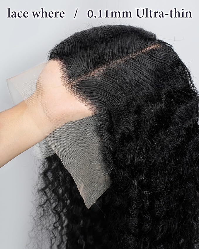 13x6 Deep Wave Lace Front Wigs Human Hair 180% Density Curly Human Hair Wig Pre Plucked Wet and Wavy human hair wig for Women HD Lace Frontal Wigs with Baby Hair 30Inch