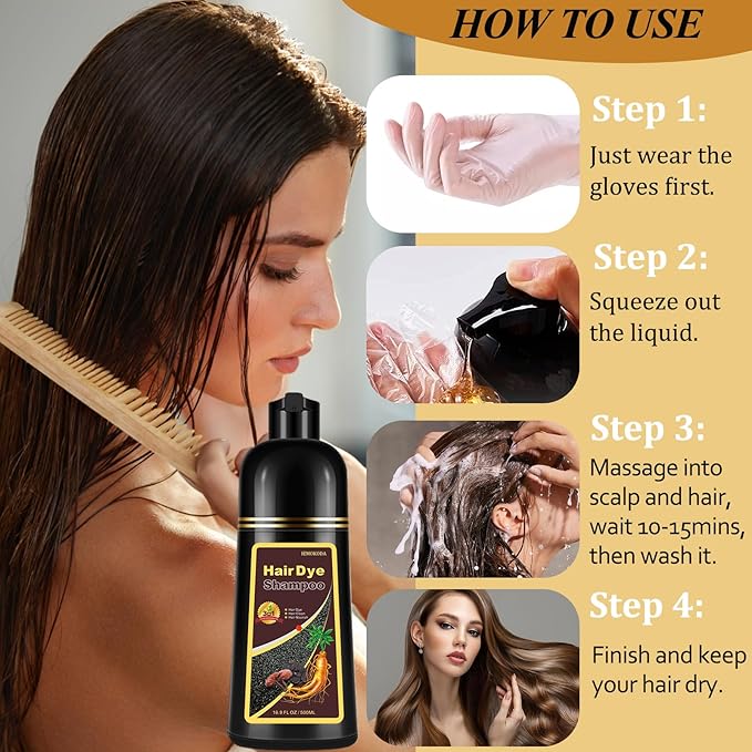 Instant Wine Red Hair Dye Shampoo for Gray Hair 3 in 1, Natural Red Hair Color Shampoo for Women Men Colors in Minutes, Salon Home Use Hair Dye 16.9 Fl Oz (Wine red)
