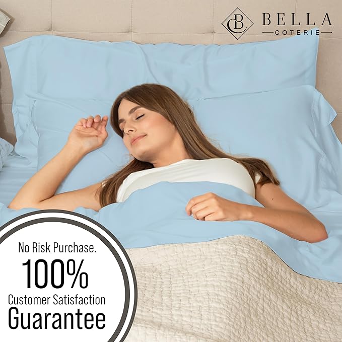 Bella Coterie | Luxury Bamboo Viscose Queen Size Pillowcase Set | 100% Organically Grown | Ultra Soft | Cooling | 2 Pcs [Coastal Blue]