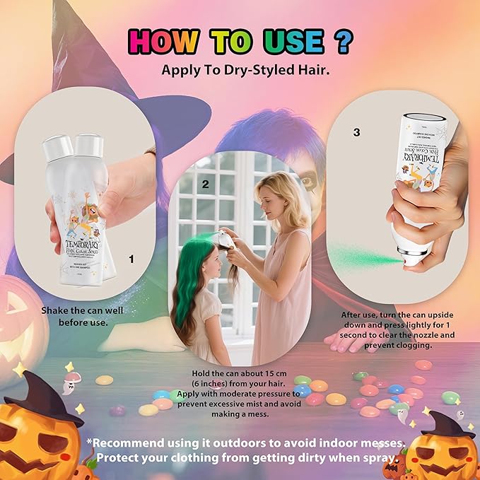Green Temporary Hair Color Spray for Kids, Instant Colored Hair Dye Alternative for Girls Boys Teens Women Men, Disposable Washable, Quick Styling for Party Cosplay Christmas Halloween, 150ml