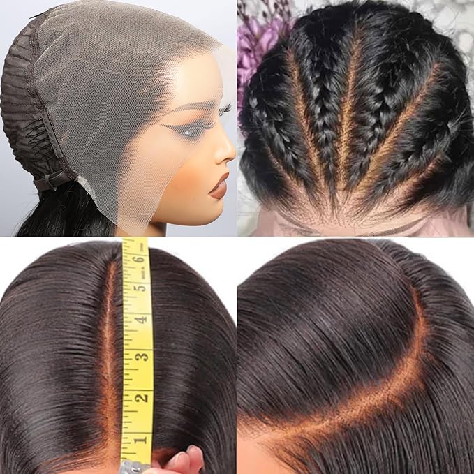 VIPbeauty 13x6 Full Lace Frontal Wigs Human Hair Pre-Bleached Knots 180 Density HD Transparent Body Wave Lace Front Wigs Glueless Pre Plucked with Baby Hair 22 Inch