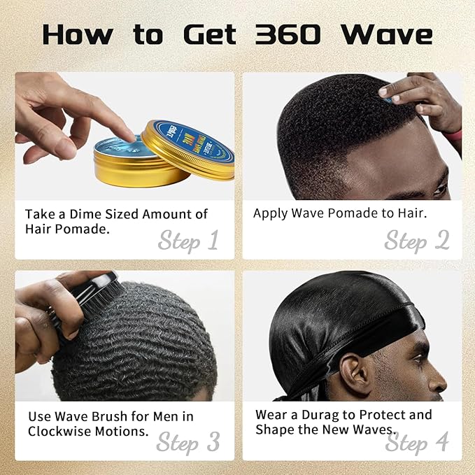Curved 360 Wave Brush For Men - Medium Hard Palm Brush for Laying Down 360 Waves Made with Natural Boar Bristle and Wood Easy to Hold - Strong Hold Travel Size Wave Pomade Greasy 360 Layer Hair Waves