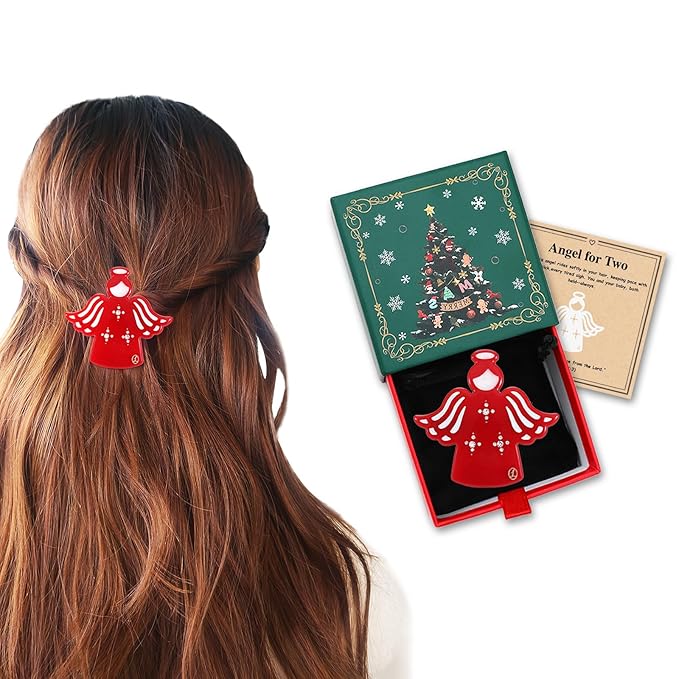 Mom To Be Gift "Guardian Angel" Premium Acetate French Hair Barrette Clip, Christian Pregnancy Gifts for Expecting Mom, Unique Wishing Well Cheer Mom Gift, First Time Moms Gifts With Gift Box
