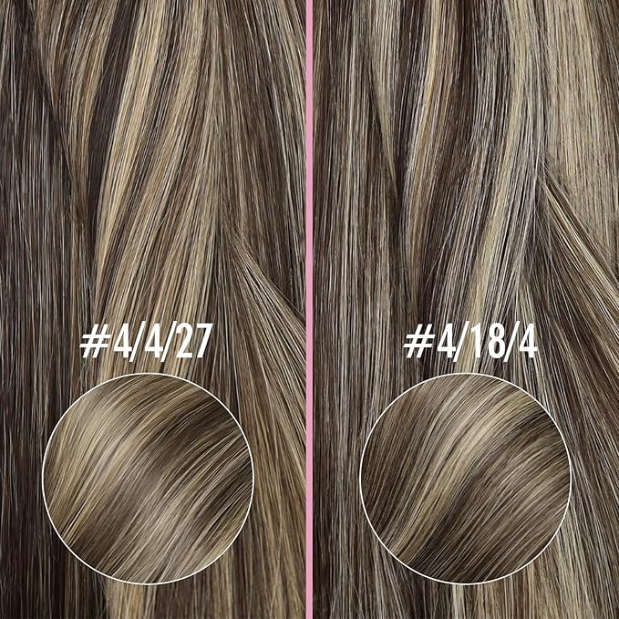 YoungSee Nano Hair Extensions Real Human Hair Balayage Dark Brown with Ash Blonde Nano Ring Hair Extensions Brown Cold Fusion Bead Hair Extension Human Hair Straight Add Length 20inch 1g/s 50g