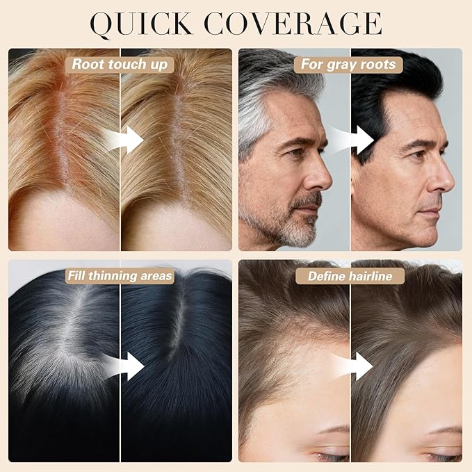 Root Touch Up Hair Color – 3 Color Blendable Hairline Powder for Gray Coverage, Root Cover Up & Thinning Edges – 48H Sweat Resistant, Natural Finish for Women & Men – Brown