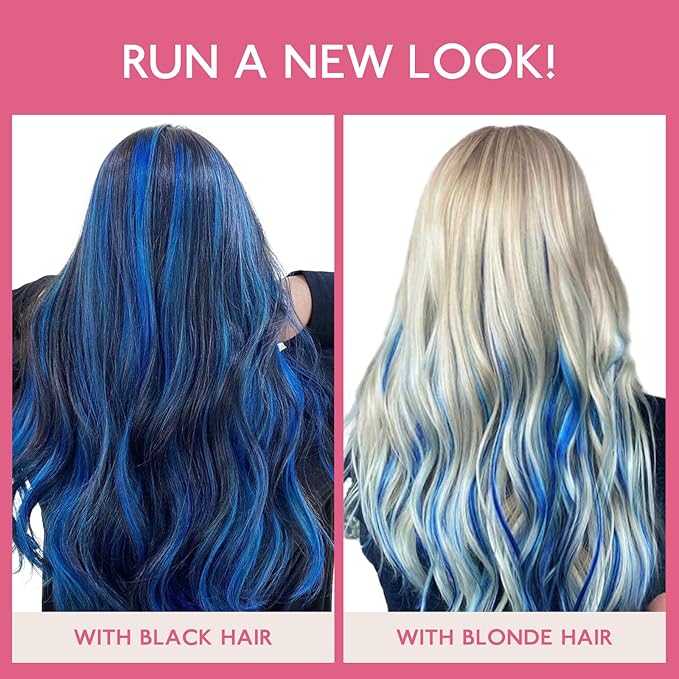 WENNALIFE Tape in Hair Extensions Human Hair Blue Tape in Extensions, 10pcs 30g 20 inch Remy Invisible Tape Ins Straight Colored Soft Real Human Hair Tape in Extensions Refill Set Extensions