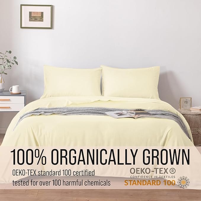 Bella Coterie | Luxury Bamboo Viscose Queen Size Pillowcase Set | 100% Organically Grown | Ultra Soft | Cooling | 2 Pcs [Lemonade]