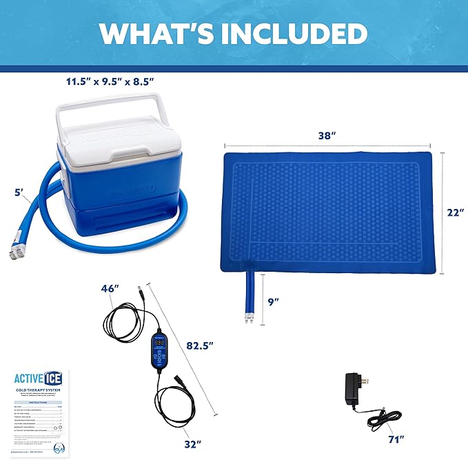 Polar Active Ice® 3.0 Cold Therapy Ice Machine System with Programmable Timer, 38"x22" Blanket Pad, 9 Quart Cooler, Quiet Pump, Strong Cryotherapy Pain Relief Treatment