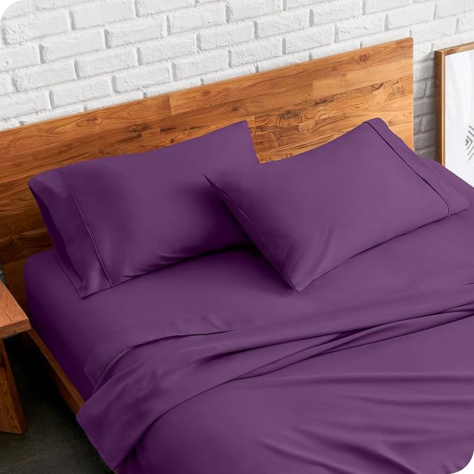 Bare Home Microfiber Pillow Cases - King Size Set of 2 - Cooling Pillowcases - Double Brushed - Plum Pillowcases Two Pack - Easy Care (King Pillowcase Set of 2, Plum)