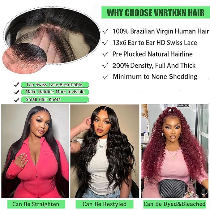 32 Inch 13x6 HD Transparent Deep Wave Lace Front Wigs Human Hair 200 Density Pre Plucked Deep Wave Wig Glueless Wigs Human Hair Lace Frontal Wigs 12A Curly Human Hair Wig for Women