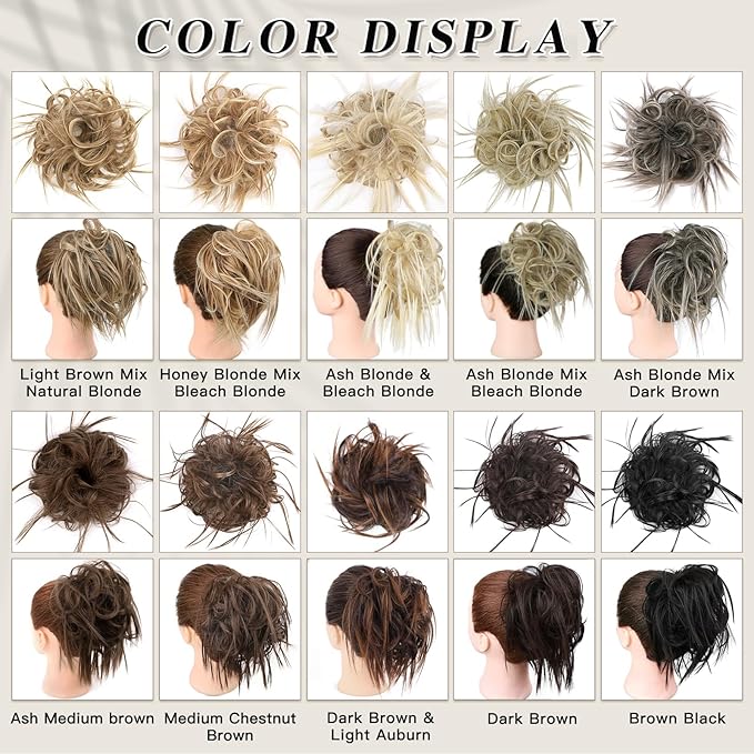 HMD Tousled Updo Messy Bun Hair Piece Hair Extension Ponytail With Elastic Rubber Band Updo Extensions Hairpiece Synthetic Hair Extensions Scrunchies Ponytail Hairpieces for Women 85H88#