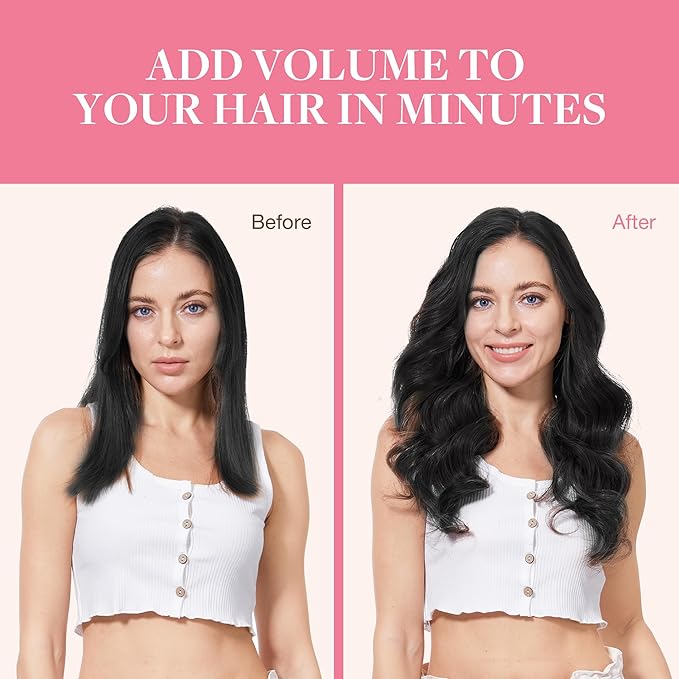 GOO GOO Clip in Hair Extensions Real Human Hair, Remy Human Hair Extensions Clip ins for Women, Natural Human Hair, 20inch 150g 7Pcs, 1B Natural black