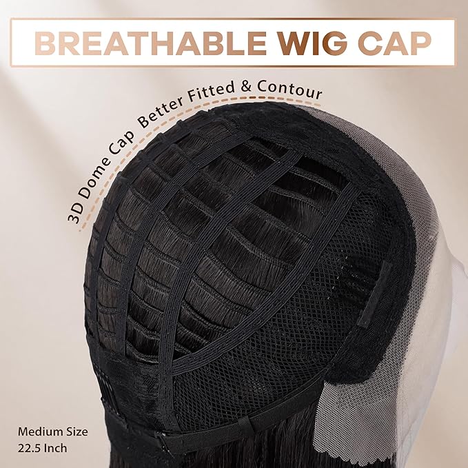 BLL Lace Front Wig, Skunk Stripe 13X4 Lace Wig Pre Plucked Glueless Synthetic Heat Resistant Long Straight Black and Blonde Wigs 26inch Suitable For Everyday Wear