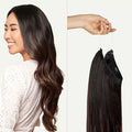 Luxy 100% Remy Human Hair – Halo Clip-In Hair Extensions –Natural Looking Volume & Length - One-Piece - Easy 5-Min Application 140 grams 16" Off Black Balayage