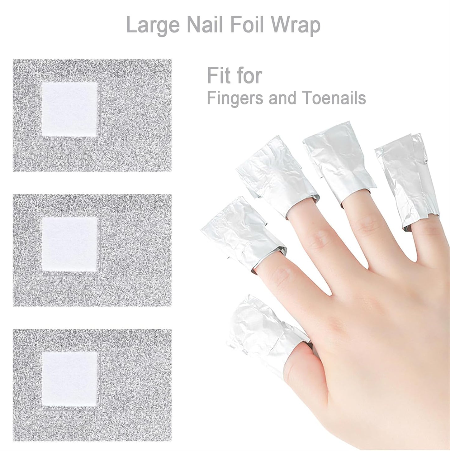 1000PCS Nail Polish Remover Foil Wraps, Nail Polish Remover Wrap with 1.18'' Pre-attached Lint Free Cotton Pads, Foil Wraps Aluminium Soak Off Gel Nail Polish Removal Tool Finger