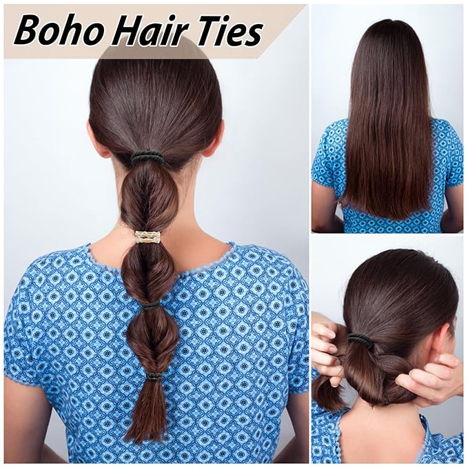 Boho Hair Tie Bracelets - Elastic Bands for Women's Ponytails, Daily Life, Sports, and Work (20pcs)