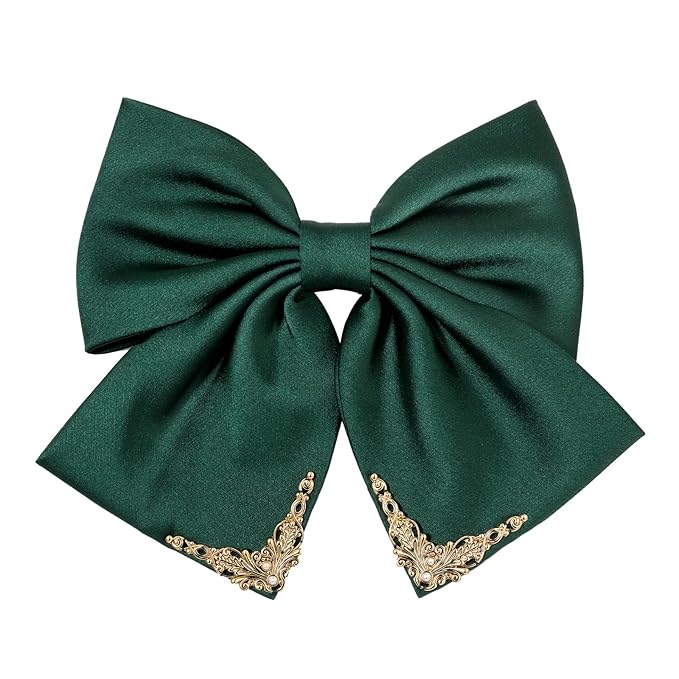 Vintage Palace Style Hair Barrette for women, SHE'S FREE STYLE JUST FOR YOU 14k Gold Plating Bow Hair Clip with Elegant Pearl, Retro Versailles Hair Accessories