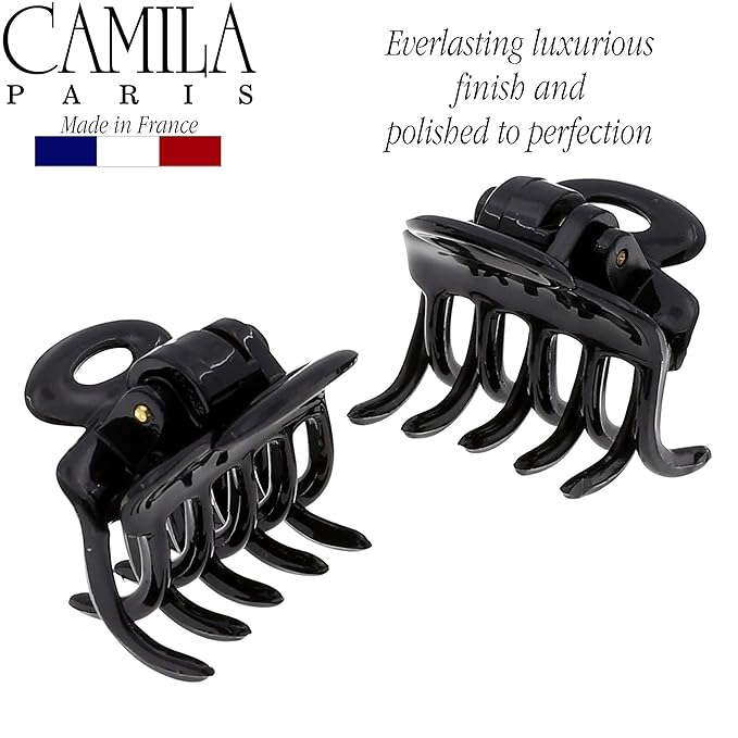 Camila Paris CP2/2 French Hair Clip for Women, Set of 2 Small 1 inch Girls Hair Claw Clips Jaw Fashion Durable and Styling Hair Accessories for Women, Strong Hold No Slip Grip, Made in France