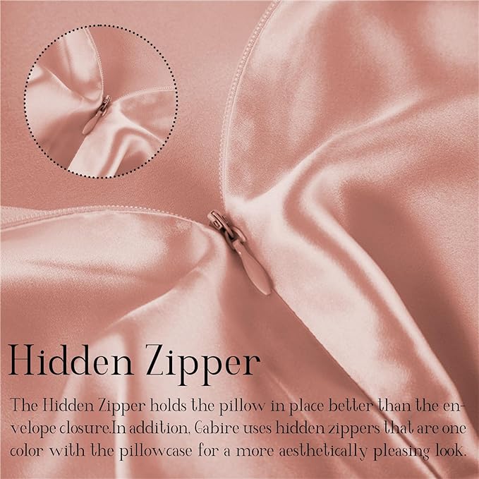 Mulberry Silk Pillow Cases Set of 2, Both Sides Real Silk Pillowcase for Hair and Skin Prevent Acne Organic Silk Pillow Cases 2 Pack with Hidden Zipper, Coral Pink, Standard (20"×26")