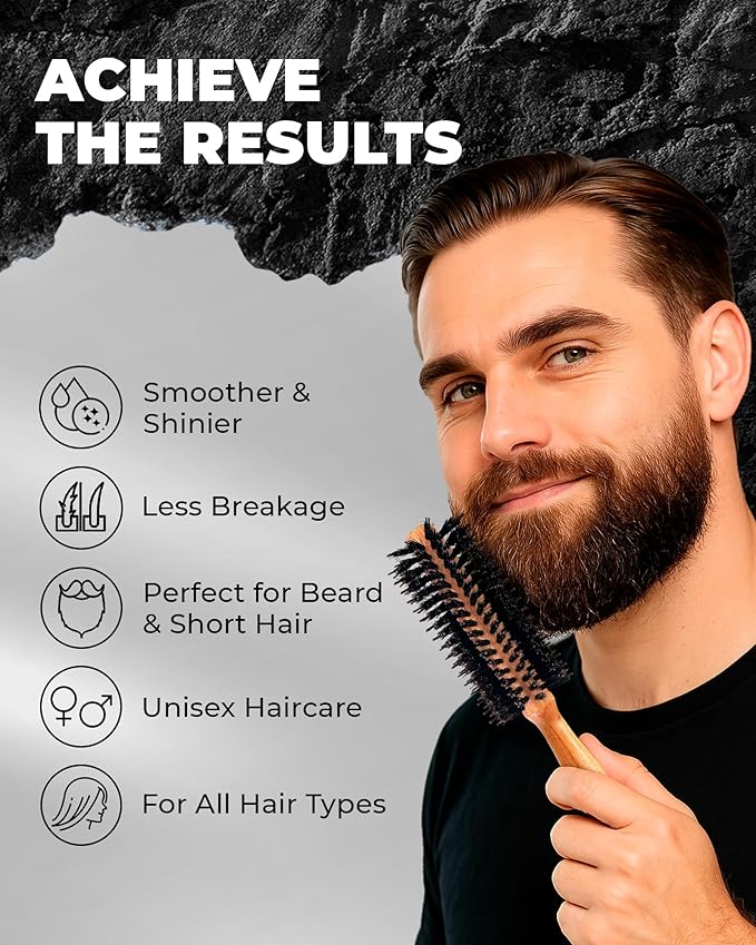 Bossman Boar & Nylon Bristle Round Hair Brush, 2 Inch - Blow Dryer Brush for Styling, Curling, Detangling, and Straightening