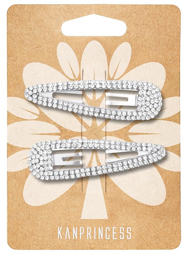 Hair Clip, 2Pcs 2.4Inch Rhinestone, Silver, Hair Barrettes for Women Girls Bridal, Wedding, Party, Prom