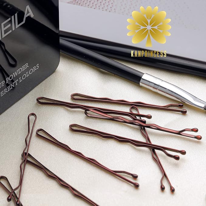 100PCS 2.4Inch Bobby Pins Brown,Pain-Free Bobby Pins for All Hair Types,Hair Pins for Women Girls,Hairpins for Buns with Box(Brown)