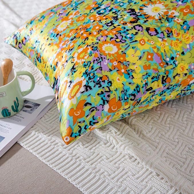 SLPBABY Silk Pillowcase for Hair and Skin with Hidden Zipper Print (King, Pattern14)