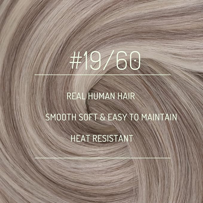 RUNATURE Real Human Hair Clip in Extensions, 18 Inch Clip in Hair Extensions, Blonde Hair Extensions Clip Ins, Natural Remy Hair, 120g 7pcs #19P60 Grey Blonde Highlight Platinum Blonde