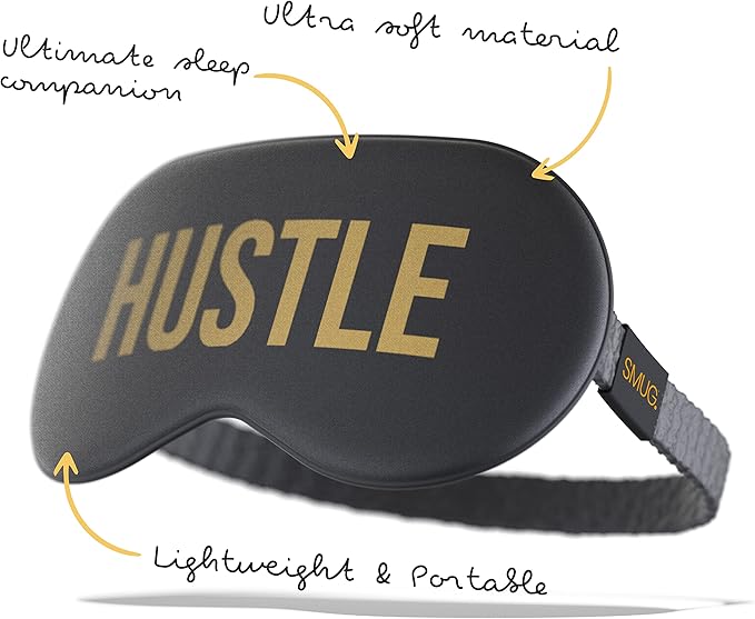 SMUG Satin Sleep Mask & Eye Mask | Travel Sleep Masks for Women & Men | Soft Sleeping Eye Mask to Nourish Skin & Reduce Dark Circles | Eye Sleep Mask Shades to Block Out Light | Hustle
