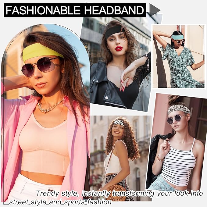 10 PCS Headbands for Women - Fashion Non Slip Cotton Headbands for Women and Men Perfect for Sports and Outdoor Activities in Summer,Including Running, Yoga, Cycling, Gym Workouts