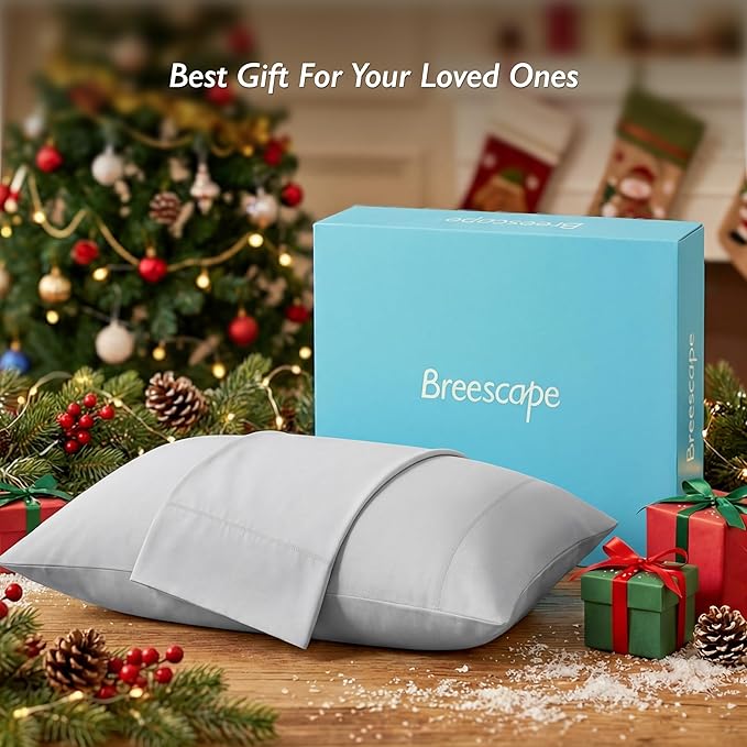 Breescape Cooling Pillow Cases Standard/Queen Size - BlendTek™ Dry & Cool Technology for Hot Sleepers and Night Sweats, 2 Pack Soft & Smooth Pillowcases for Hair & Skin Care, 20" x 30", Ivory