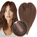 S-noilite Hair Toppers for Women Real Human Hair 3D 360° Cover Clip in 100% Real Human Hair Toppers 3″*4″ Clip in Silk Base 12 inch Chestnut Brown
