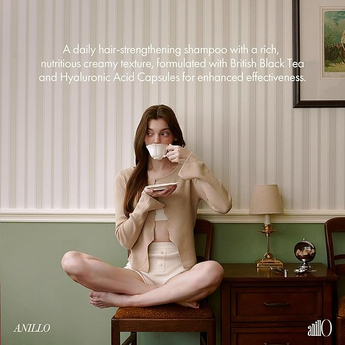 Vegan Nourishing Scalp Shampoo with Black Tea, Hyaluronic & Amino Acids to Strengthen Scalp Barrier, Creamy Woody Scent, Paraben, Sulfate & Silicone Free 450ml / 15.22 fl. Oz