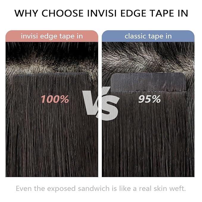 COOKAYU Invisible Tape in Hair Extensions, Gold Brown to Caramel Blonde 16Inch 35g 20pcs/pack Seamless Tape in Extensions Human Hair Injected Invisi Edge Extensions