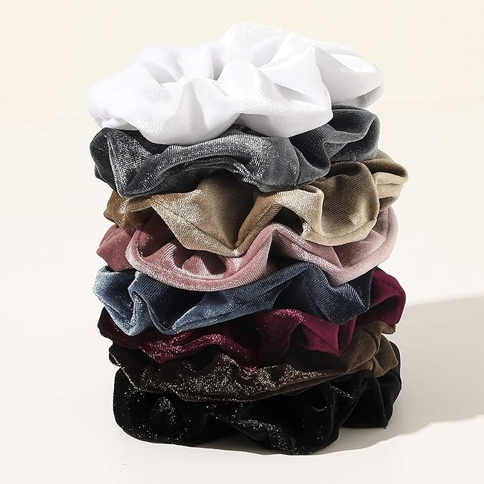 Velvet Scrunchies Hairbands Bulk Pack - Large Jumbo Giant Hair Ties for Thick Curly Hair, No Crease Soft Elastic Hair Accessories for Girls Women