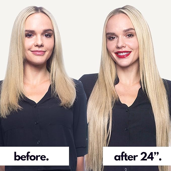 Irresistible Me Real Human Hair Extensions Clip Ins – 100% Human Hair Clip In Extensions for Length & Volume – Invisible Extension – Heat Resistant & Dyeable – Platinum Blonde, 20 Inches