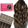 WENNALIFE Tape in Hair Extensions Human Hair, 40pcs 100g 14 inch Balayage Dark Brown Mixed Chestnut Brown Hair Extensions Real Human Hair Straight Tape in Extensions Invisible Human Hair Extensions