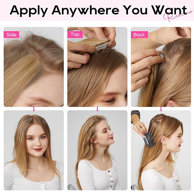 REECHO Clip in Hair Volumizer, 2PCS 6 inch Short Thick Clip in Hairpieces Adding Extra Volume Hair Extensions for Women (Ash Grey)