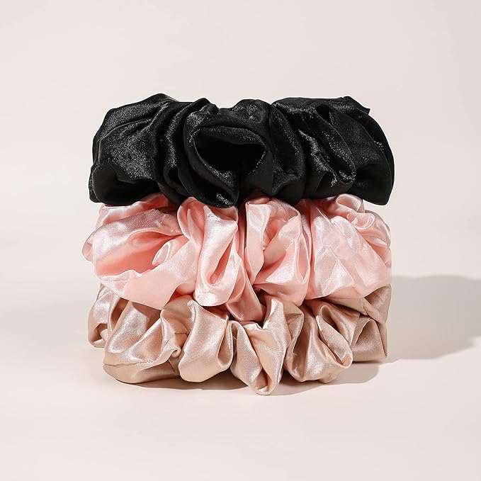 Silk Satin Hair Scrunchies for Women Girls Big Large Jumbo Scrunchie for Sleep Cute Gaint Oversize Scrunchy for Thick Hair