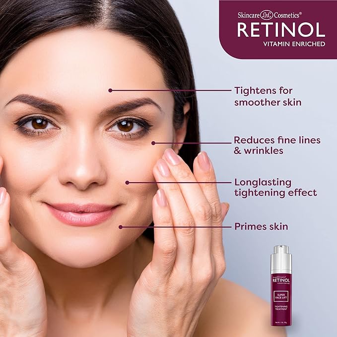 Retinol Super Face Lift - Visibly firms and tightens for a lifted, younger look. Infused, Vitamins C & E, this firming blend is a beauty “quick-fix”