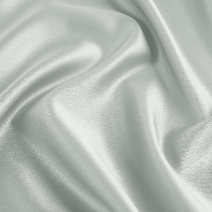 uxcell 2 Pack Silk Satin Pillowcase for Hair and Skin, Cool, Silky, Soft Breathable Pillow Cases Queen Size 20x30 Inch Sateen Pillowcase Light Gray with Envelope Closure